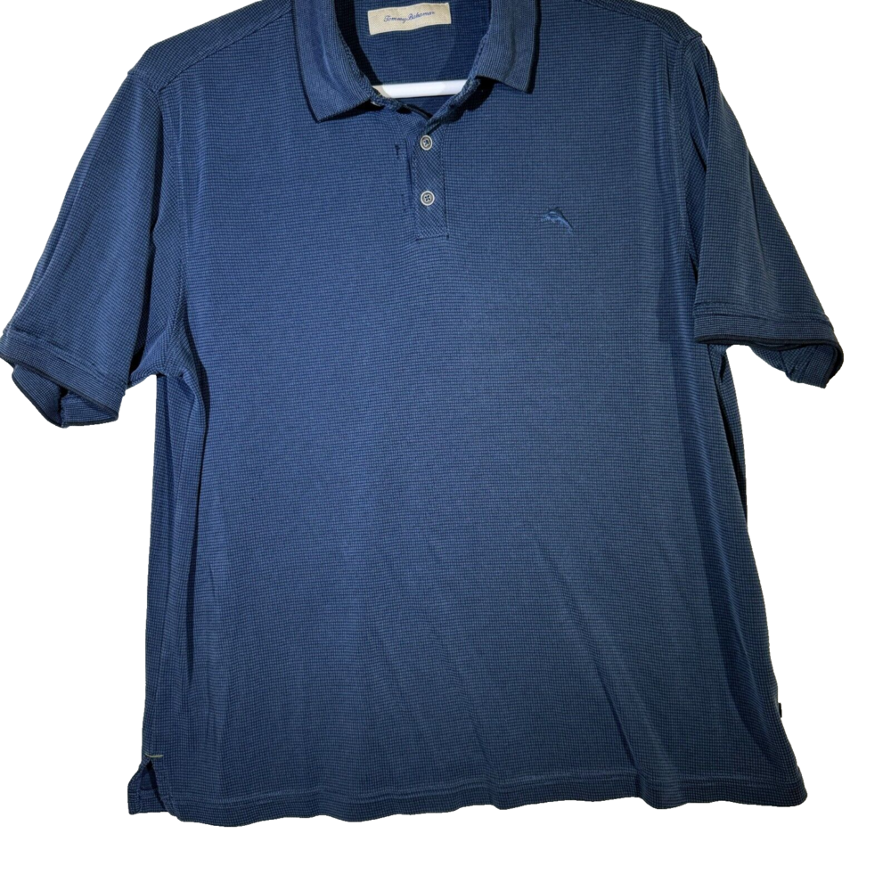 Tommy Bahama Men’s Large Vintage Blue Modal‑Poly Polo Short Sleeve Casual Golf